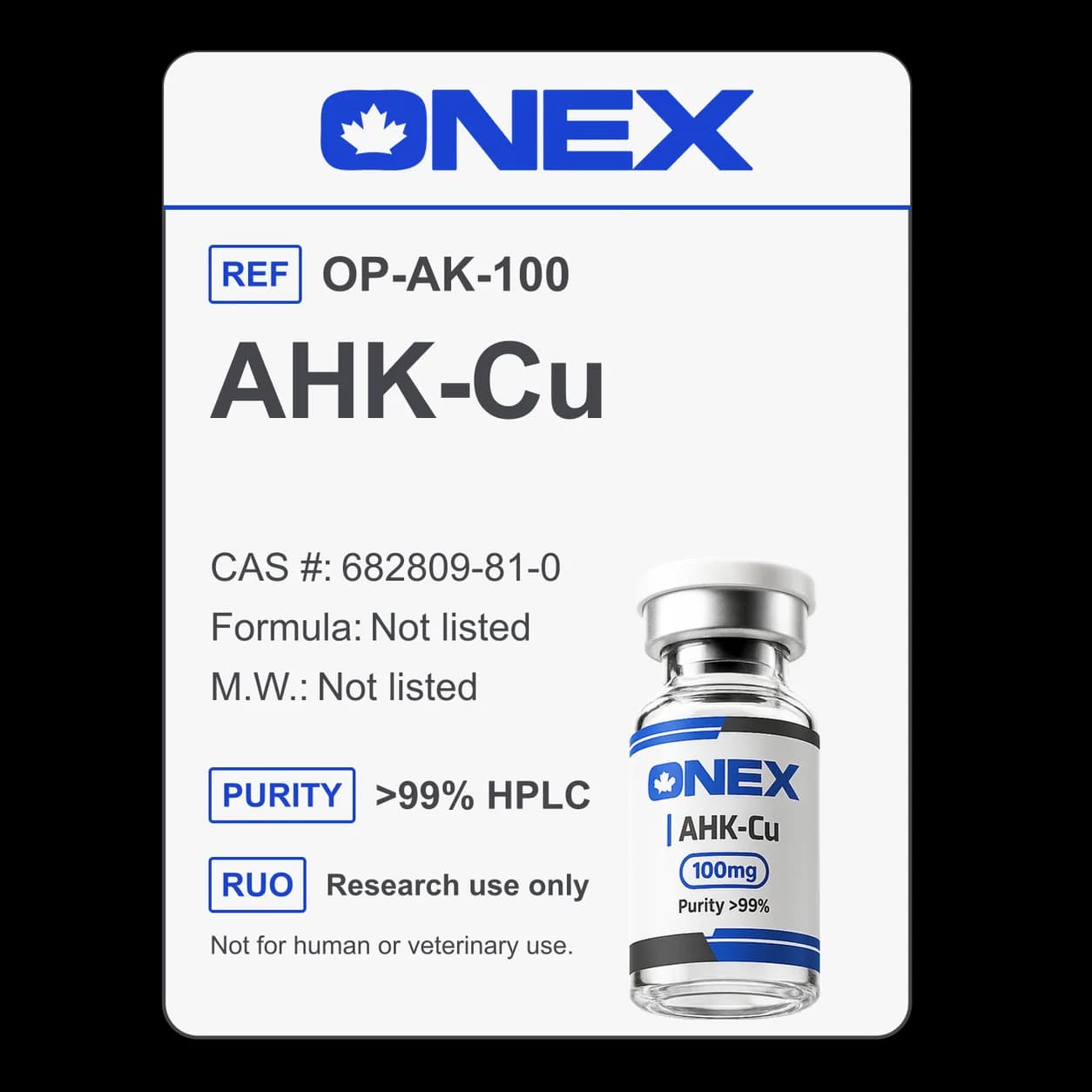 AHK-Cu 100mg specification card