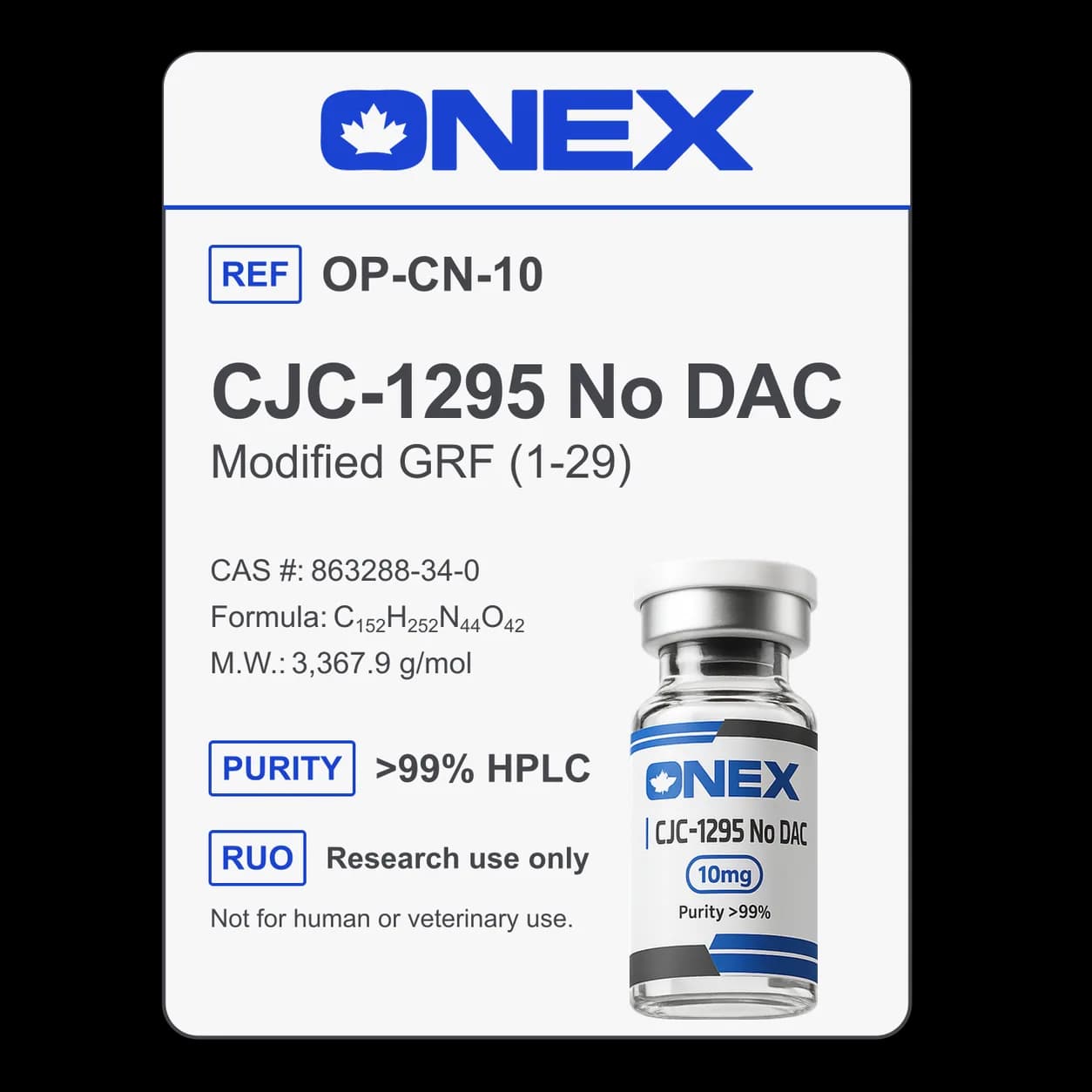 CJC-1295 No DAC 10mg specification card