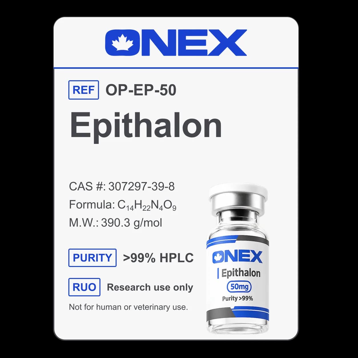 Epithalon 50mg specification card