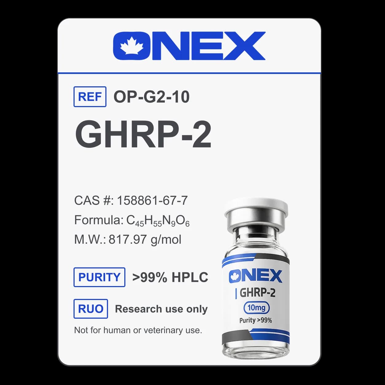 GHRP-2 10mg specification card