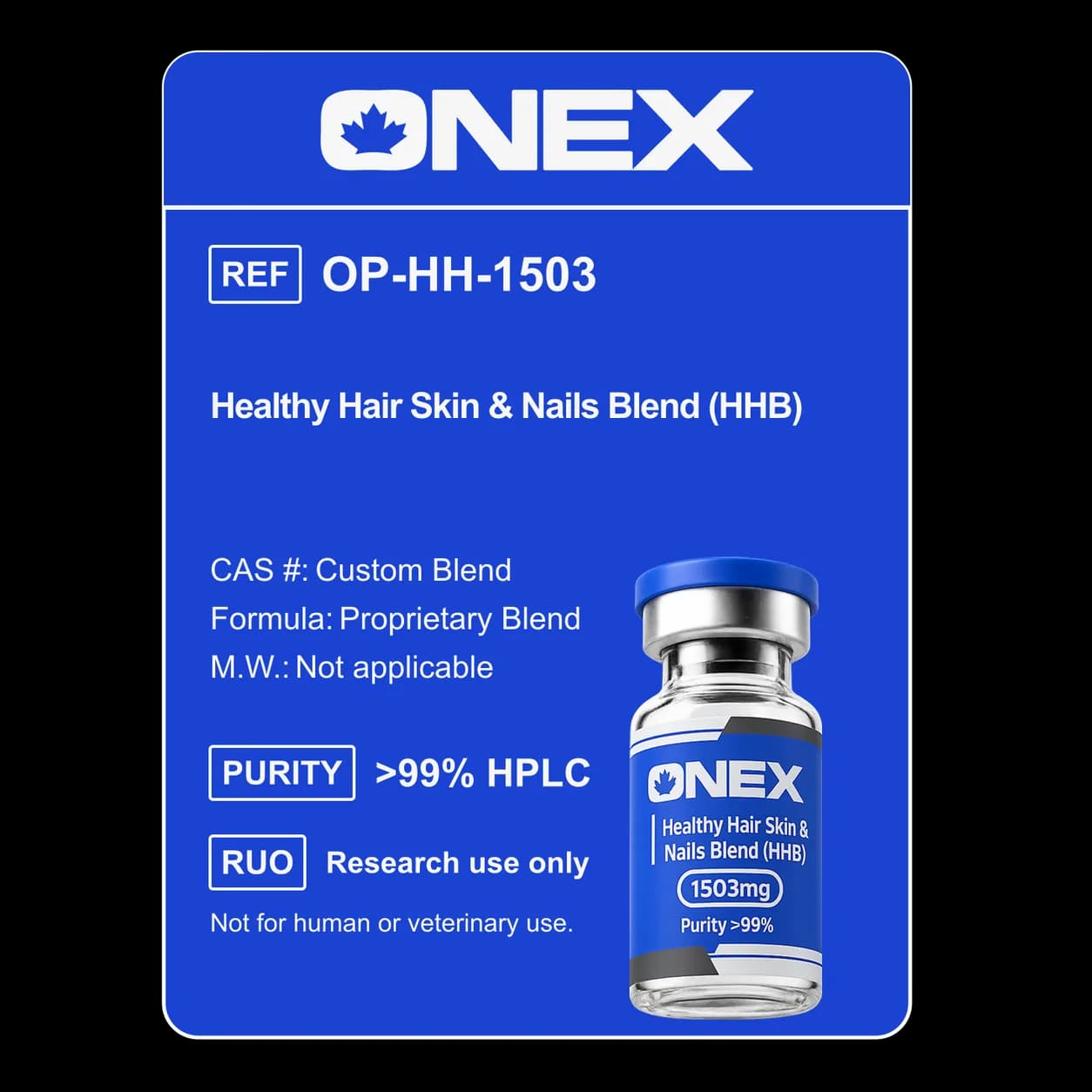 Healthy Hair Skin & Nails Blend (HHB) 1,503mg specification card