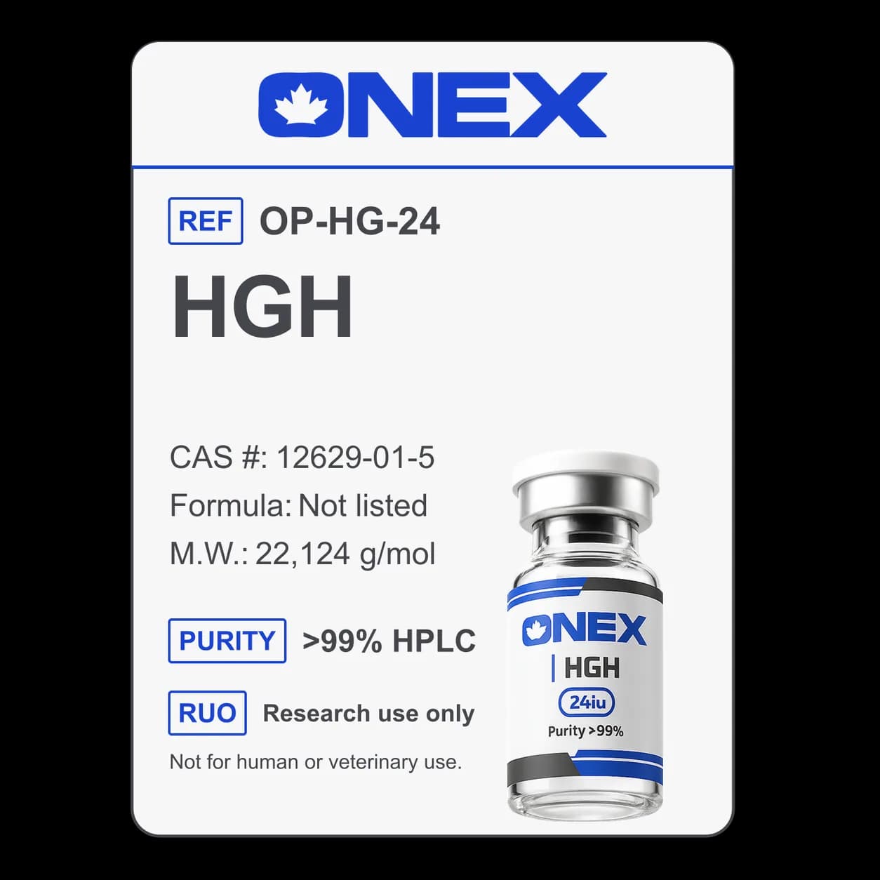 HGH 24iu specification card
