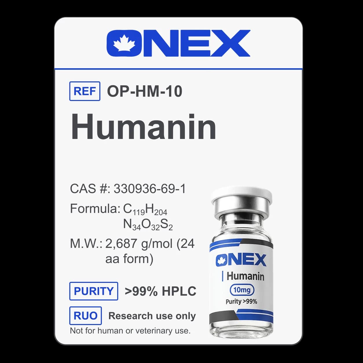 Humanin 10mg specification card