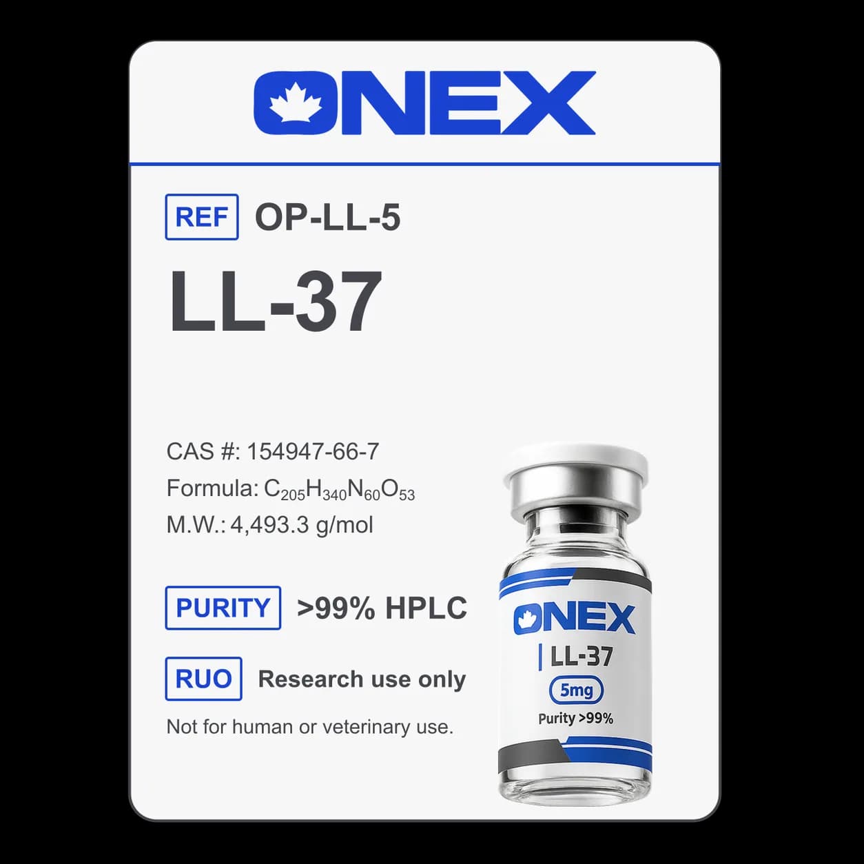 LL-37 5mg specification card