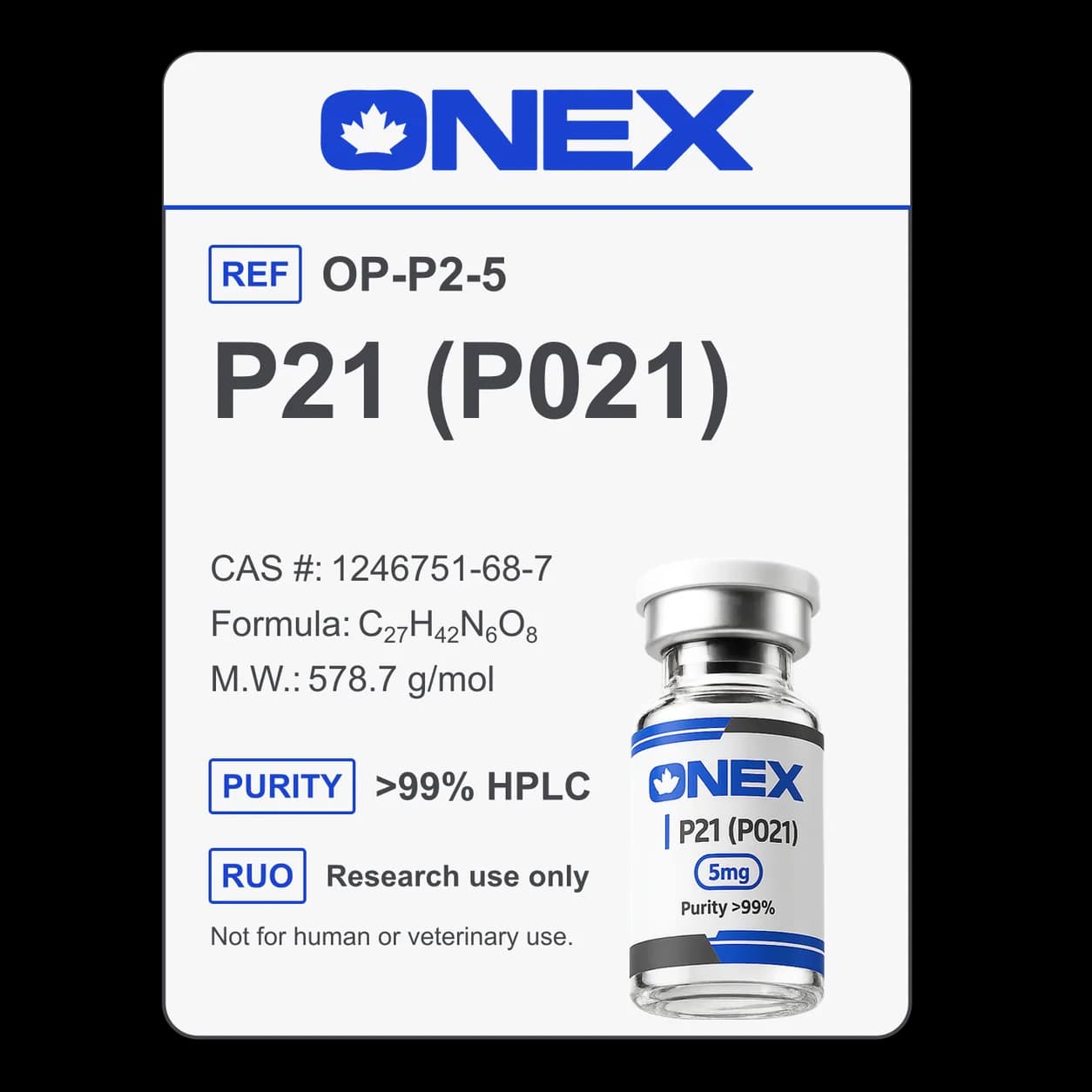 P21 (P021) 5mg specification card