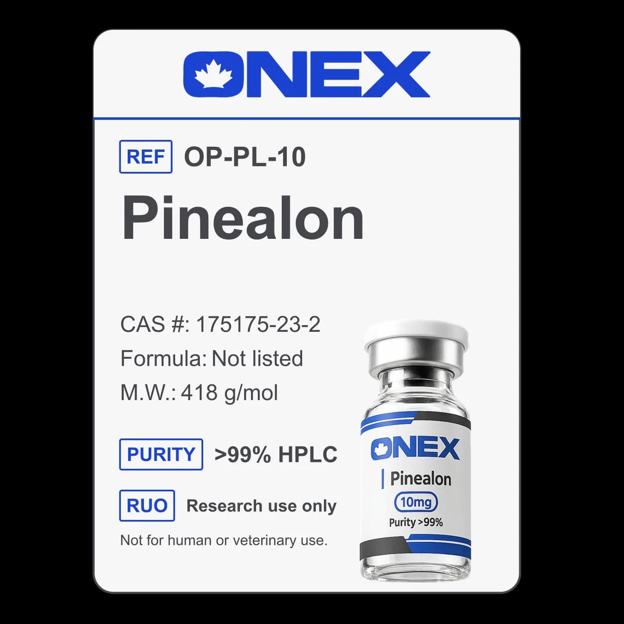 Pinealon 10mg specification card