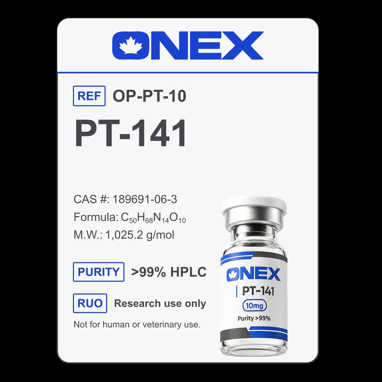 PT-141 10mg specification card