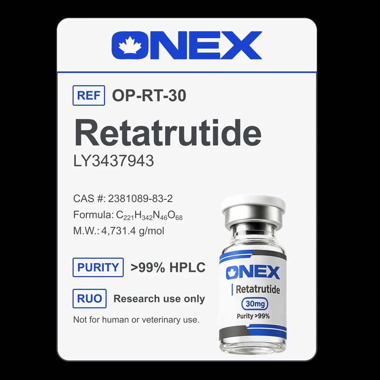 Retatrutide 30mg specification card