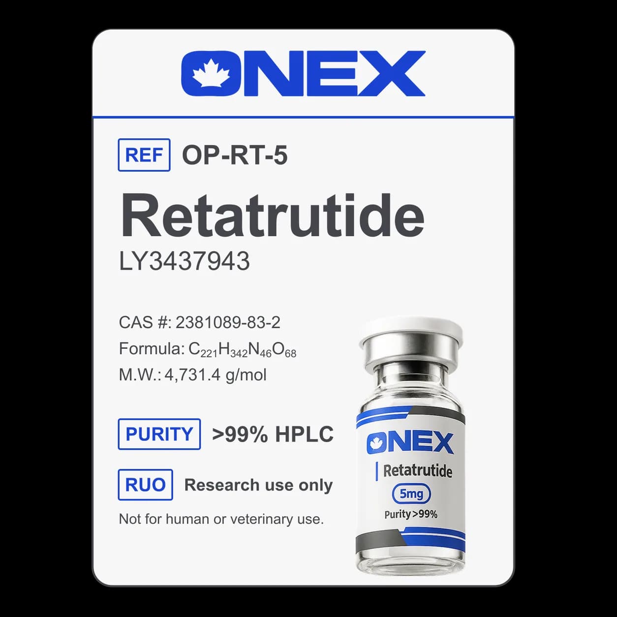 Retatrutide 5mg specification card