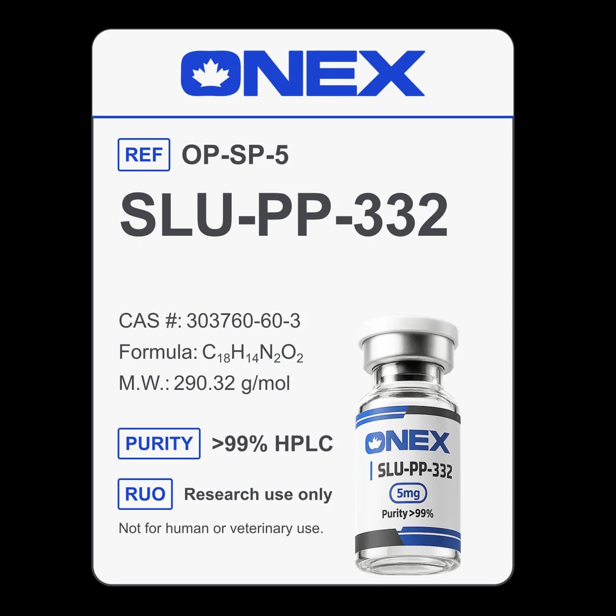 SLU-PP-332 5mg specification card