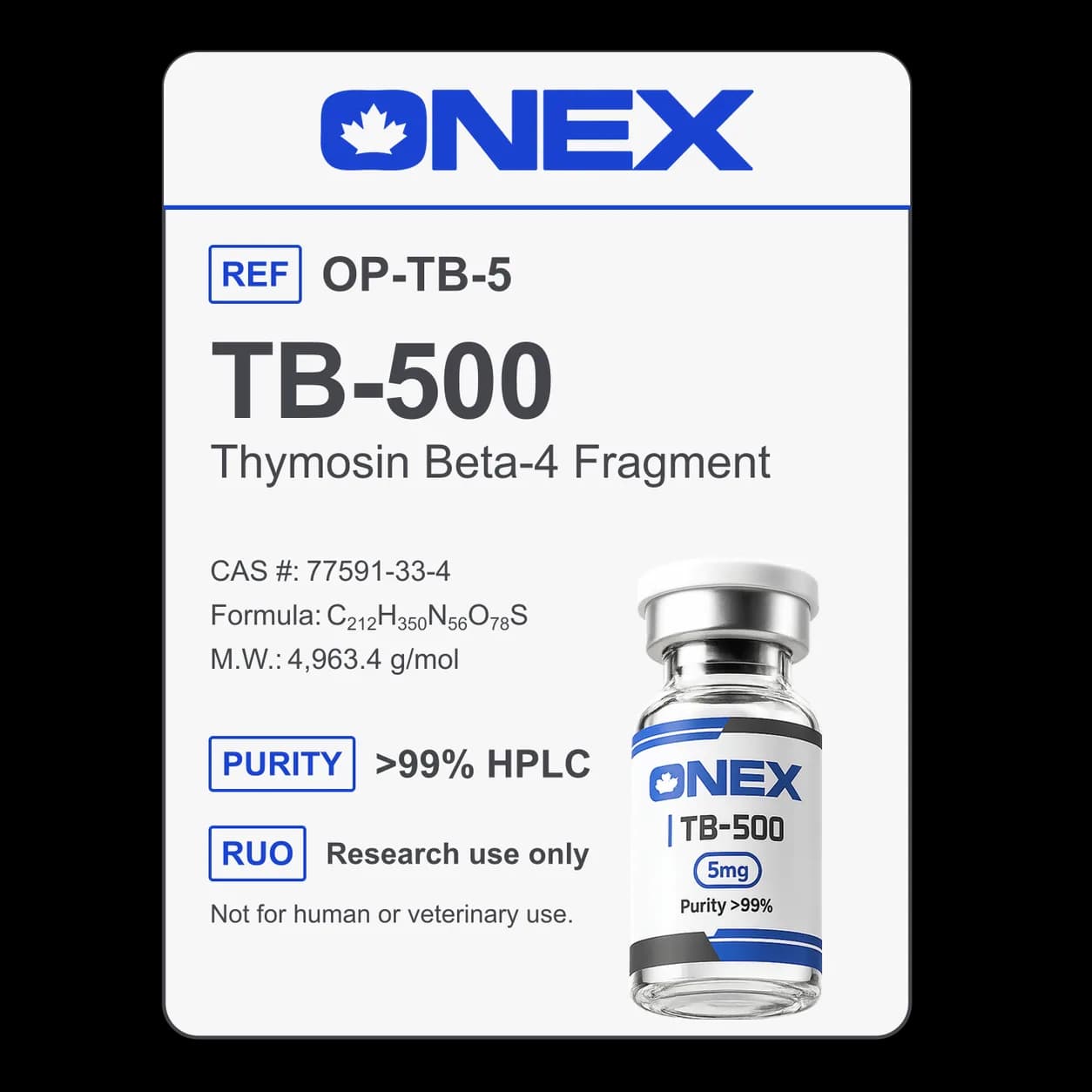 TB-500 5mg specification card