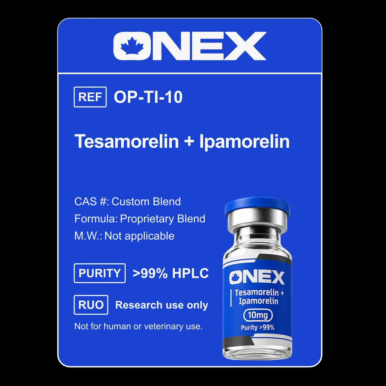 Tesamorelin 5mg + Ipamorelin 5mg (10mg) specification card